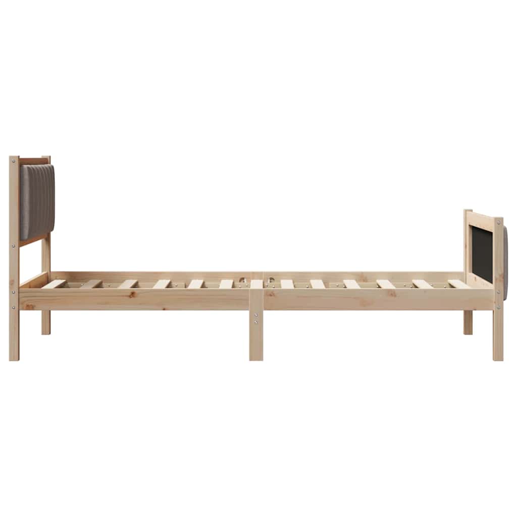 Bed frame Brown and taupe 90 x 200 cm Solid pine wood