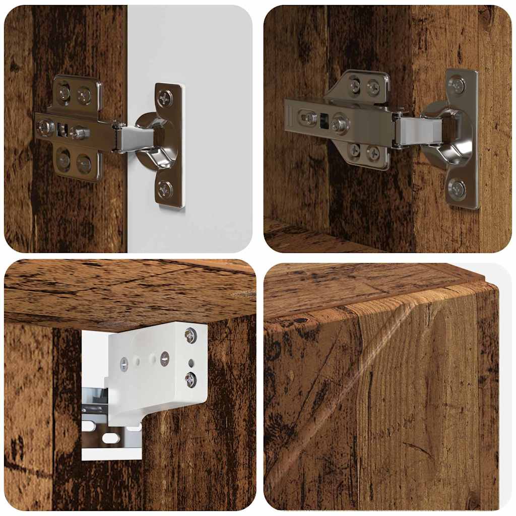 Bathroom Furniture Set with Door 4 pcs Old wood 61 x 35 x 64 cm