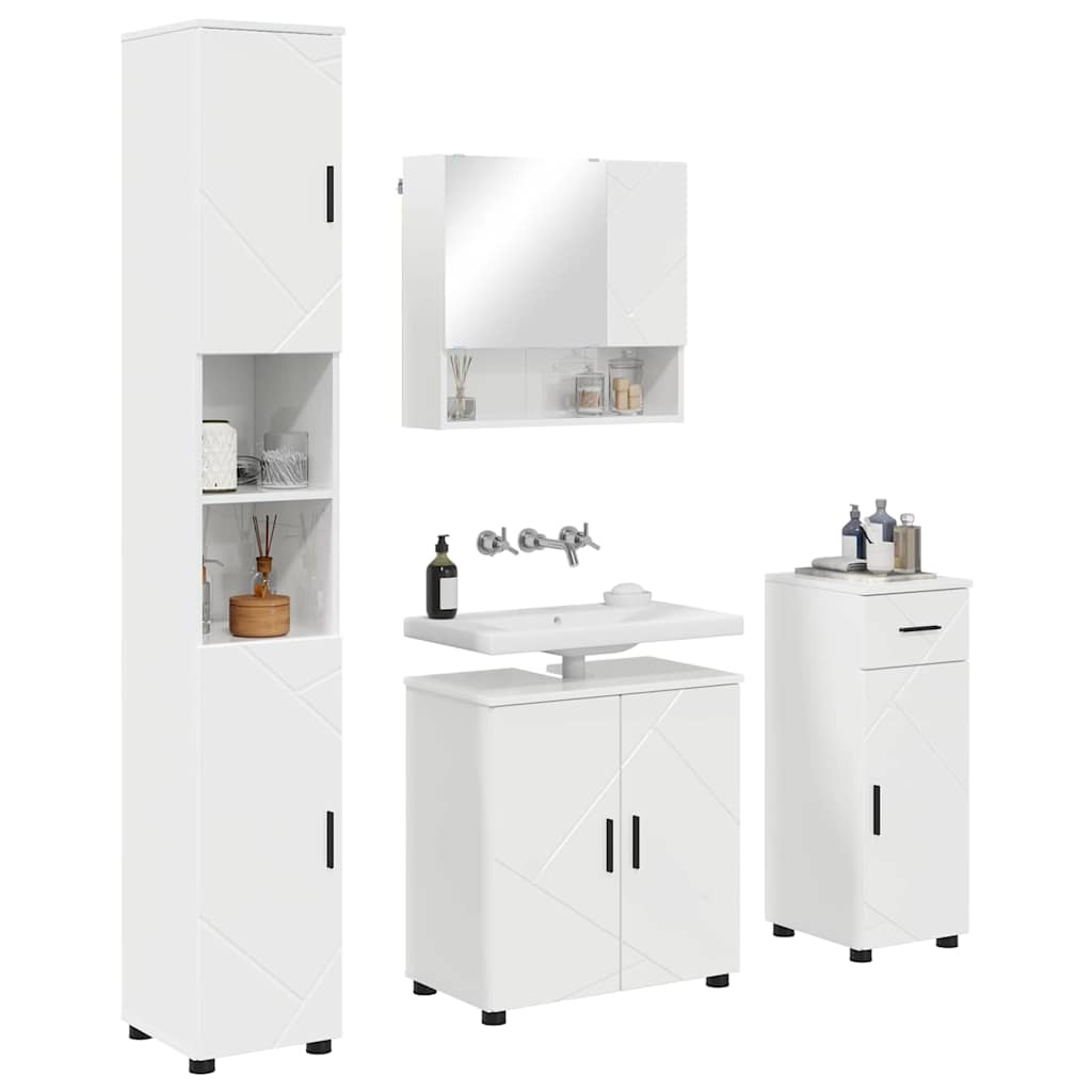 Bathroom Furniture Set 4 pcs High gloss white 61 x 35 x 64 cm