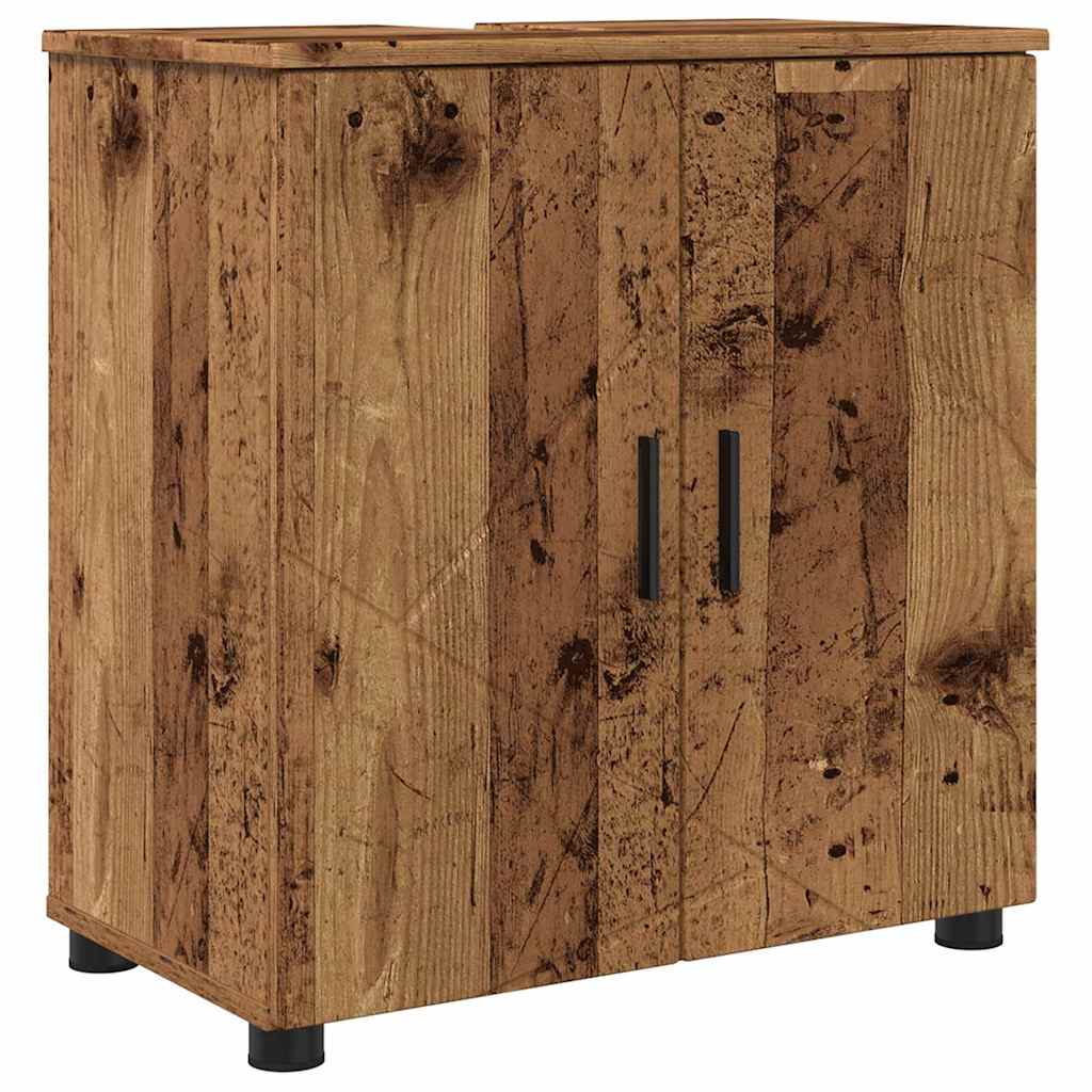 Bathroom Furniture Set with Door 4 pcs Old wood 61 x 35 x 64 cm