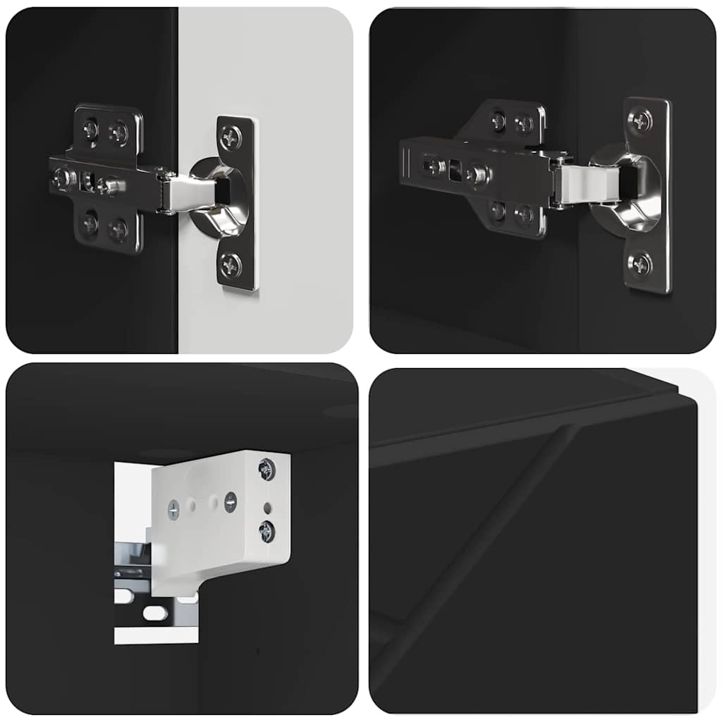 Bathroom Furniture Set Wall-mounted 5 pcs Black 61 x 35 x 64 cm