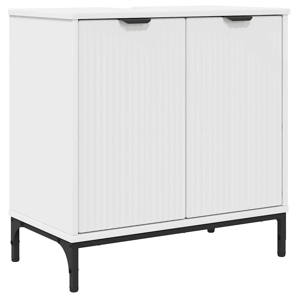 Bathroom Furniture Set with Drawer White Engineered wood, Metal
