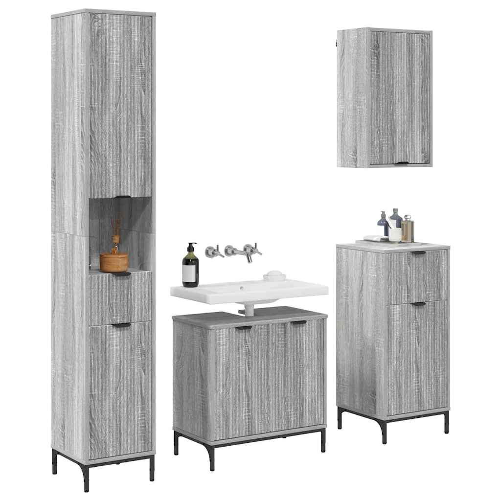 Bathroom Furniture Set Grey Sonoma Engineered wood, Metal