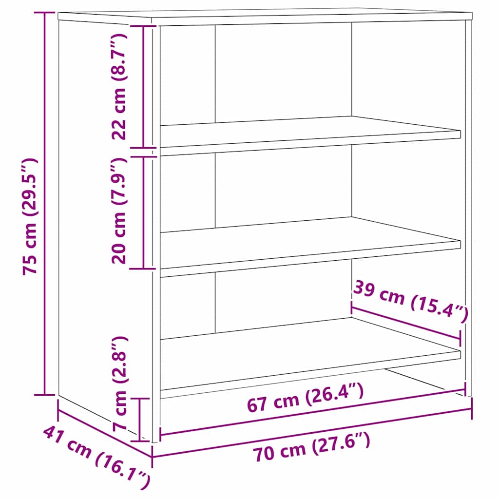 Sideboards 3 pcs Old wood 70 x 41 x 75 cm Engineered wood