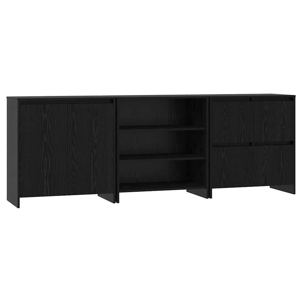 Sideboard 3 pcs Black oak 70 x 41 x 75 cm Engineered wood