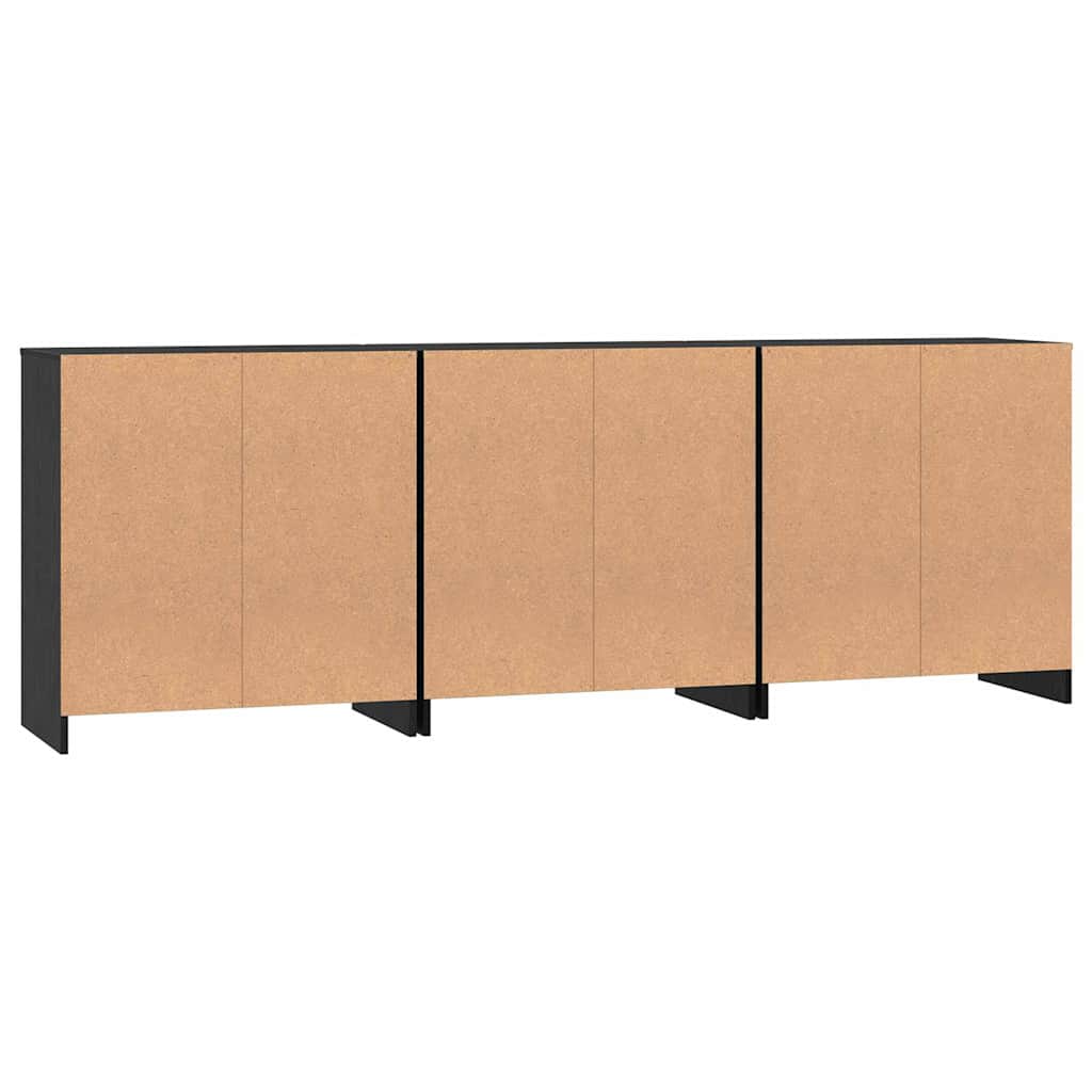 Sideboard 3 pcs Black oak 70 x 41 x 75 cm Engineered wood