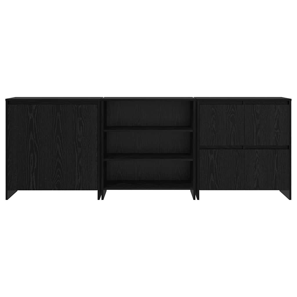 Sideboard 3 pcs Black oak 70 x 41 x 75 cm Engineered wood