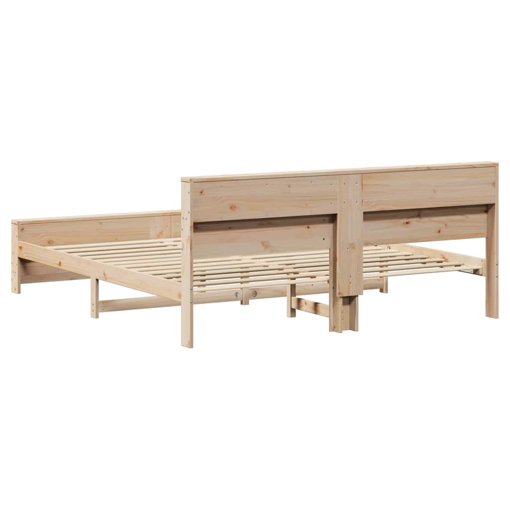 Bed Frame with Headboard Brown 200 x 200 cm Solid pine wood