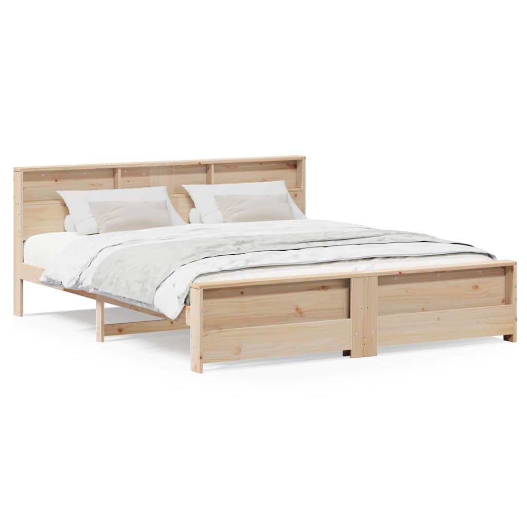 Bed Frame with Headboard Brown 180 x 200 cm Solid pine wood