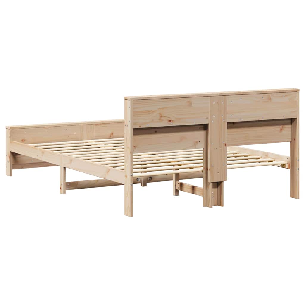 Bed Frame with Headboard Brown 160 x 200 cm Solid pine wood
