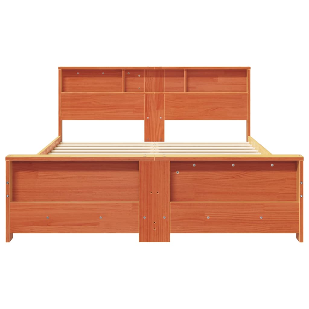 Bed Frame with Headboard Wax brown 160 x 200 cm Solid pine wood