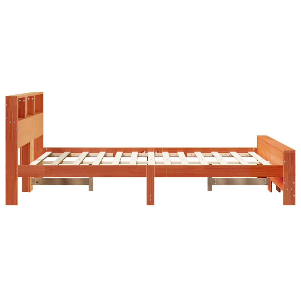 Bed Frame with Headboard Wax brown 160 x 200 cm Solid pine wood