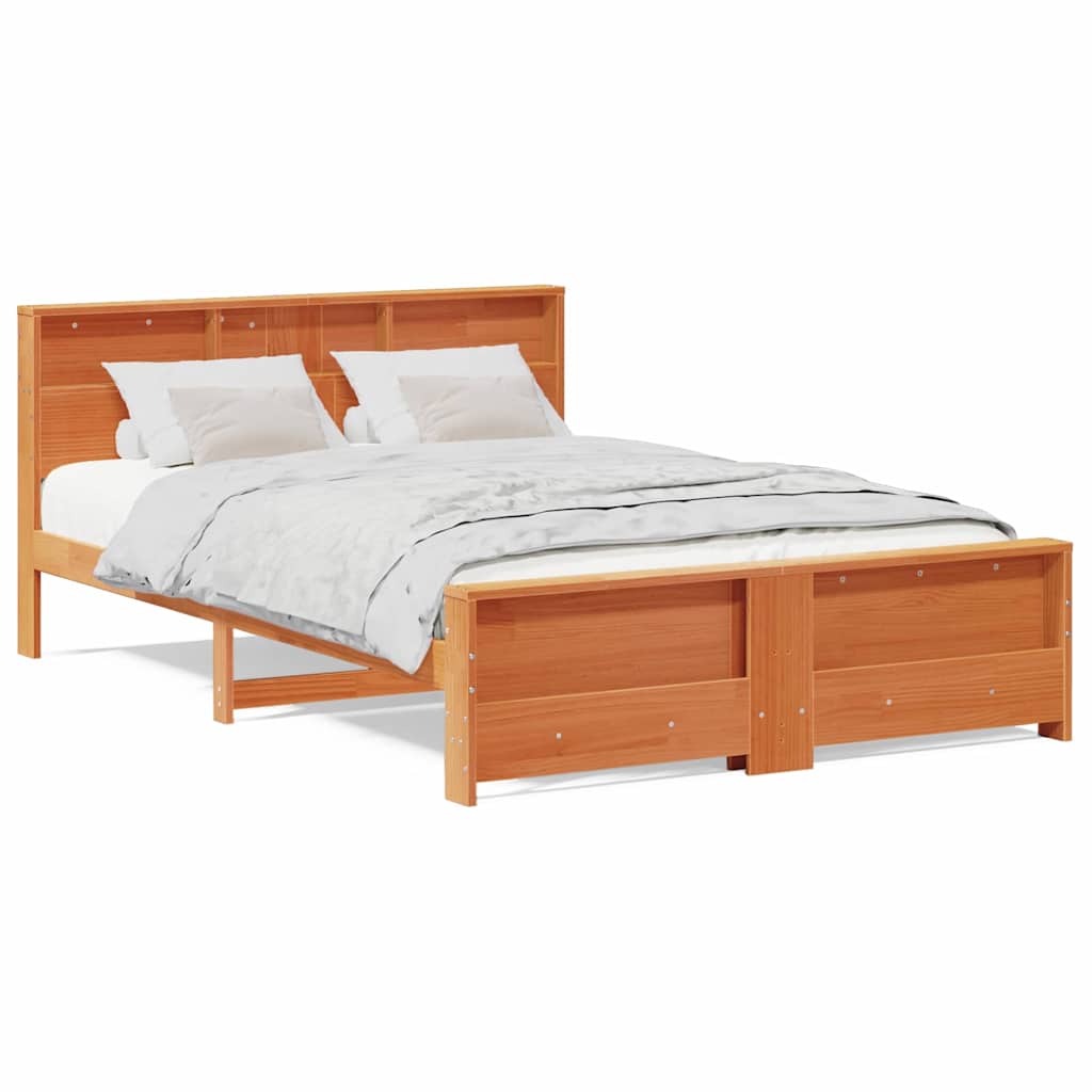 Bed Frame with Headboard Wax brown 160 x 200 cm Solid pine wood