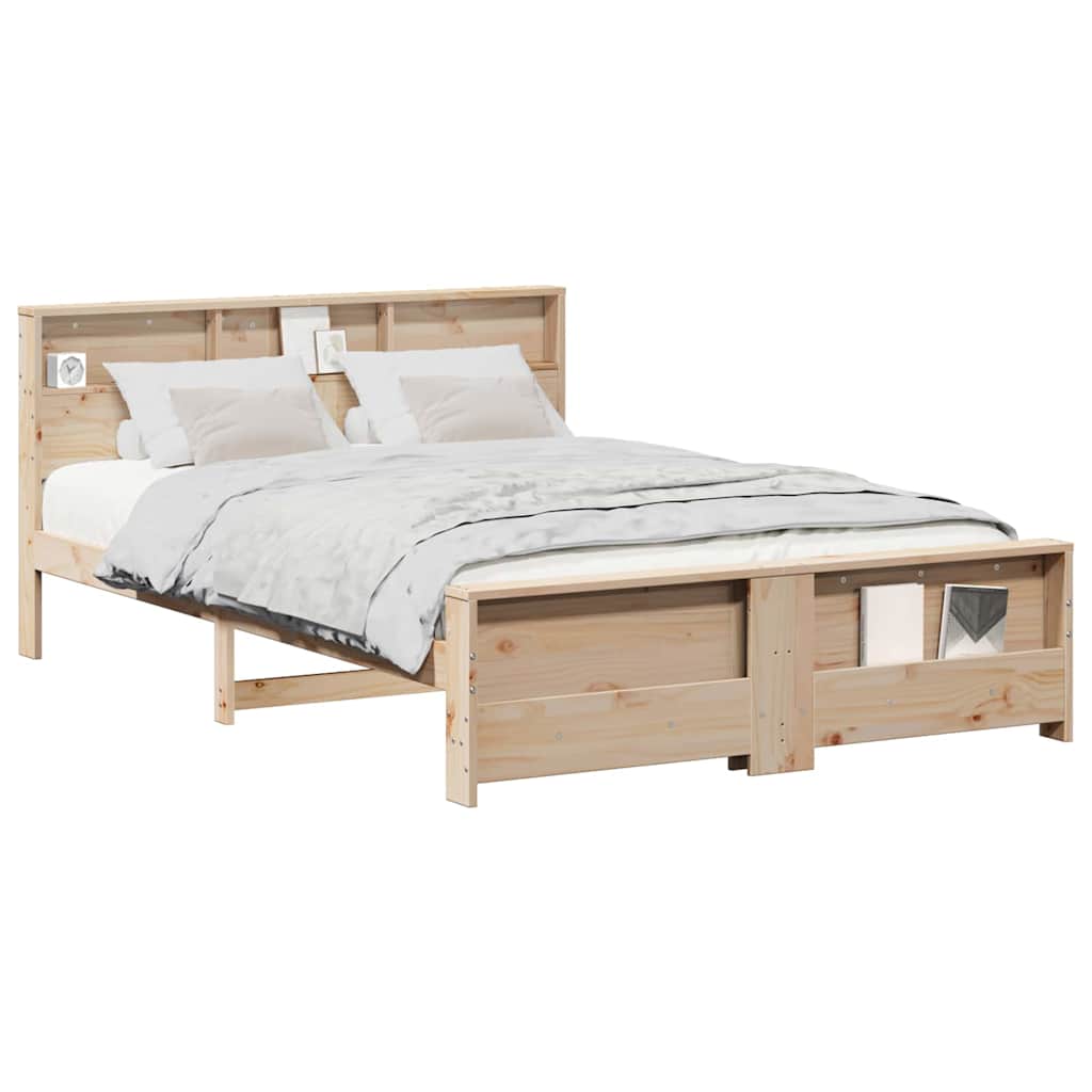 Bed Frame with Headboard Brown 150 x 200 cm Solid pine wood