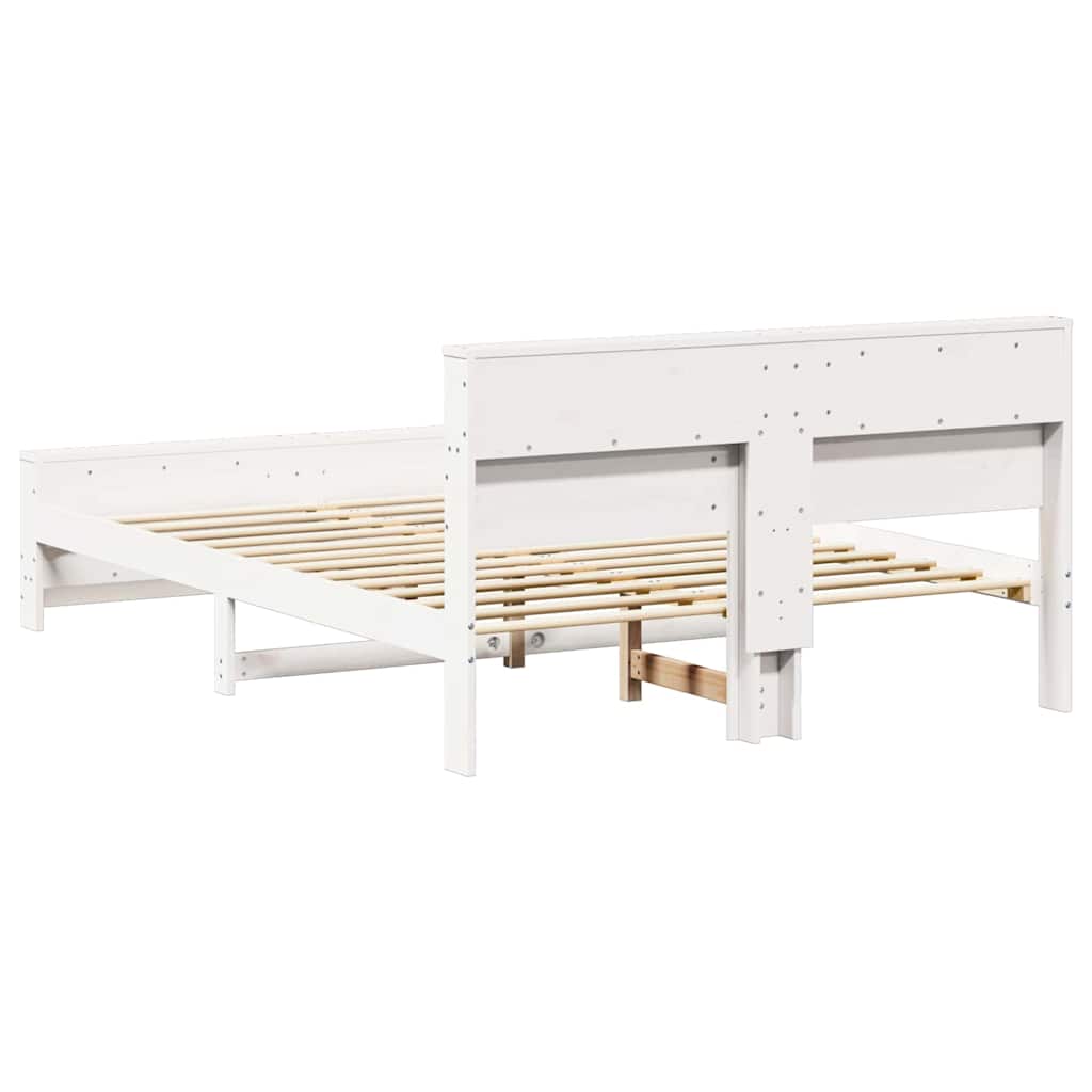 Bed Frame with Headboard White 140 x 200 cm Solid pine wood