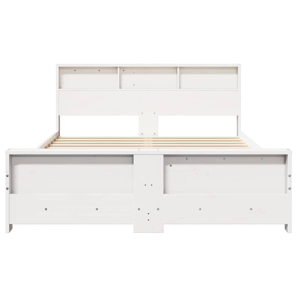 Bed Frame with Headboard White 140 x 200 cm Solid pine wood