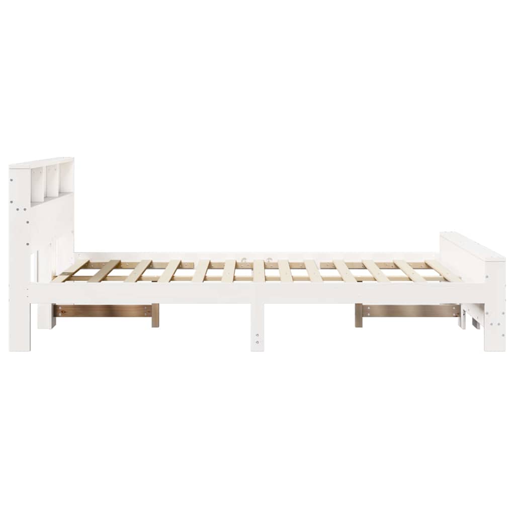 Bed Frame with Headboard White 140 x 200 cm Solid pine wood