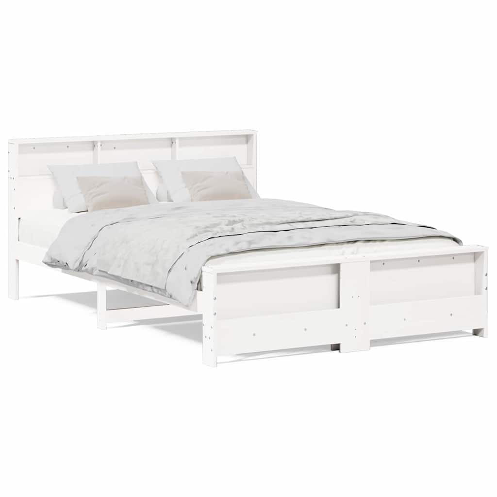 Bed Frame with Headboard White 140 x 200 cm Solid pine wood