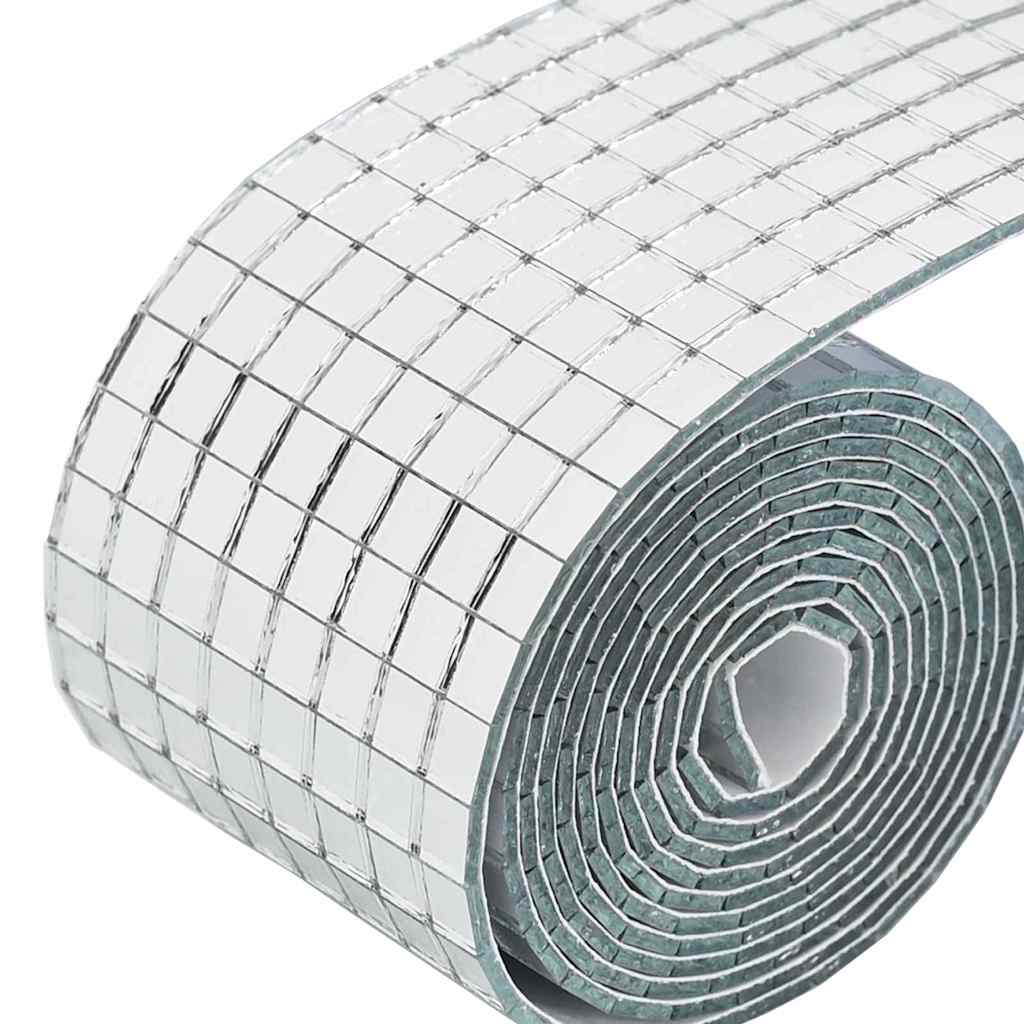 Mirror Mosaic Tile Geometric 3 Pcs Silver 100 X 4 Cm Glass