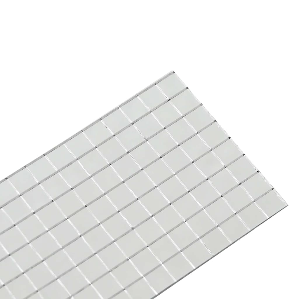 Mirror Mosaic Tile Geometric 3 Pcs Silver 100 X 4 Cm Glass