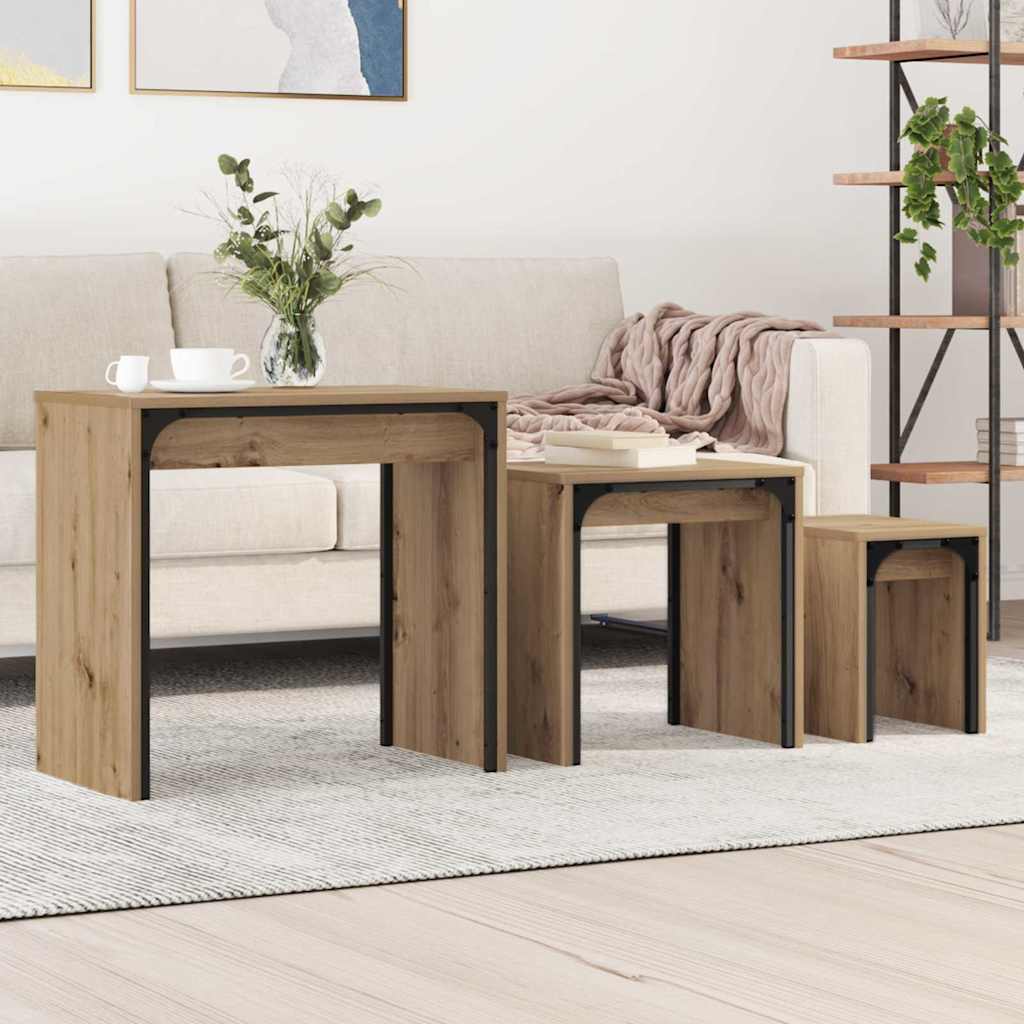 Nesting Coffee Table 3 pcs Artisan oak 60 x 35 x 56 cm