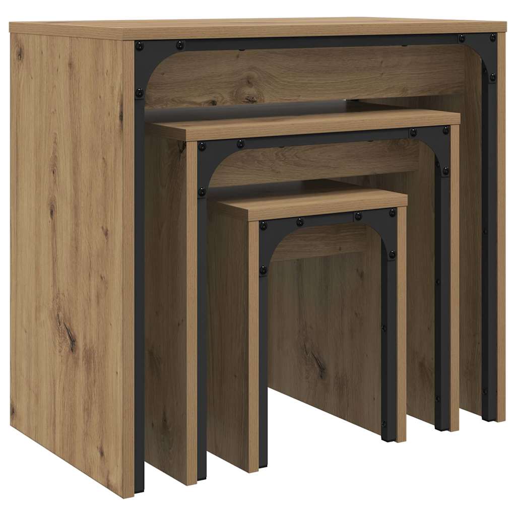 Nesting Coffee Table 3 pcs Artisan oak 60 x 35 x 56 cm