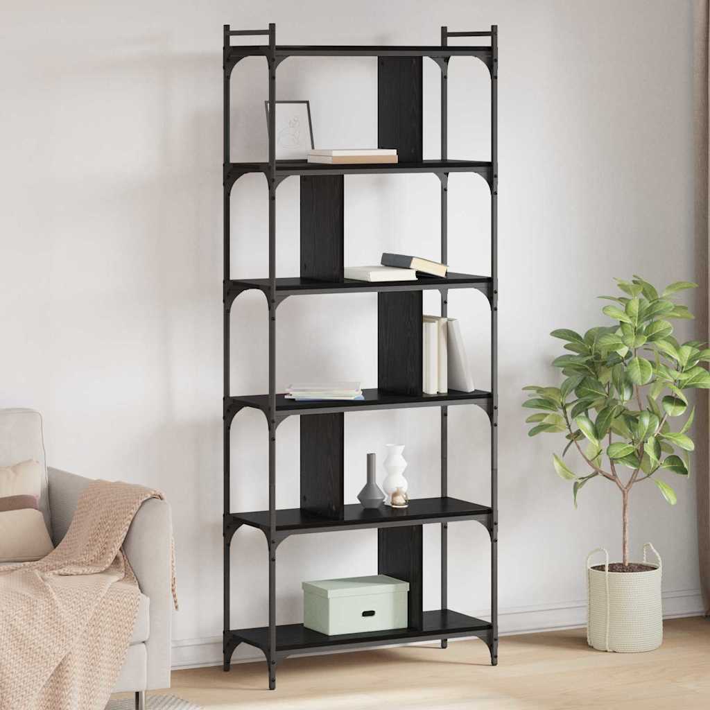 Bookcase Black oak 76 x 32 x 192 cm Engineered wood