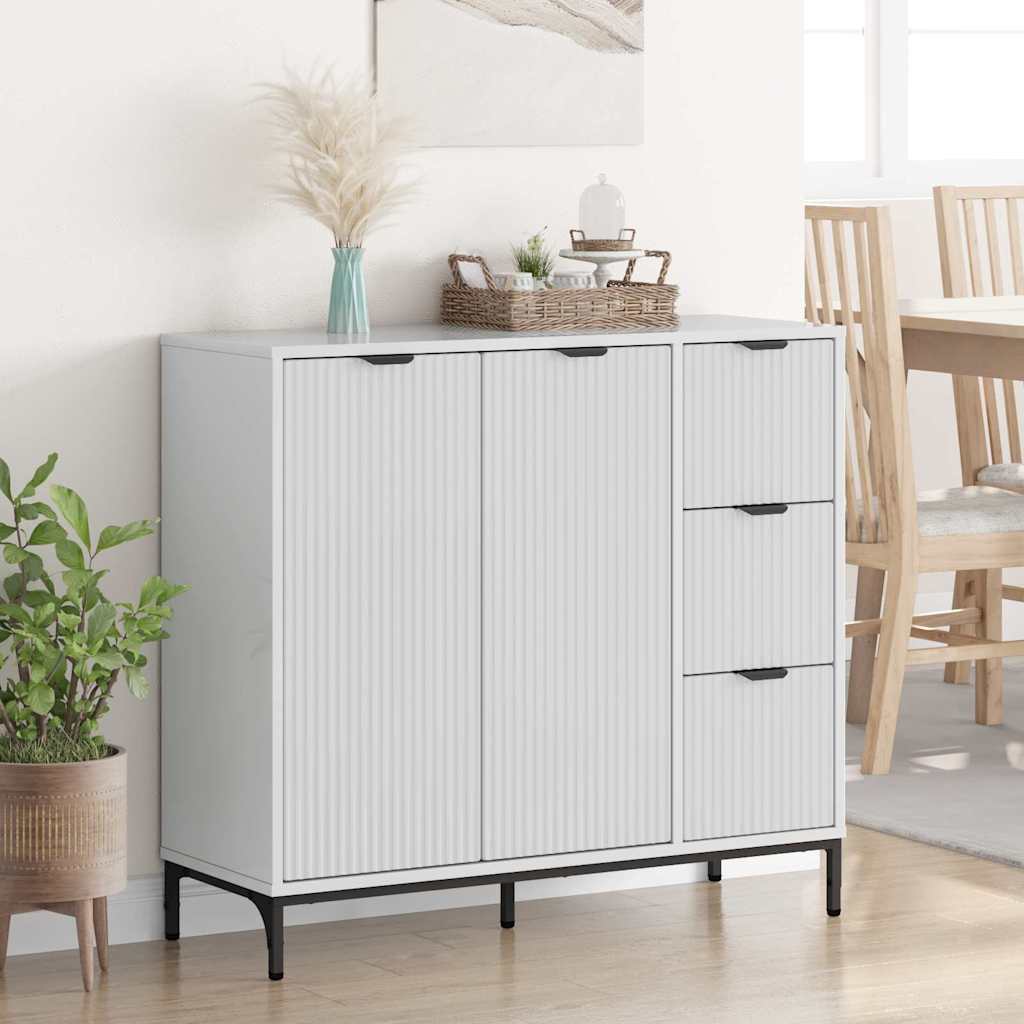 Sideboard High gloss white 89.5 x 33 x 82 cm Engineered wood