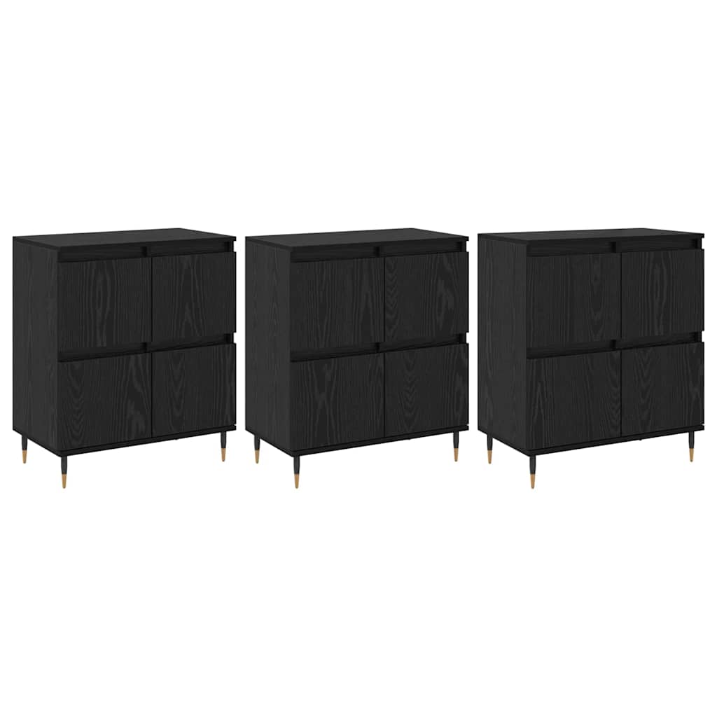 Sideboards 3 pcs Black oak 180 x 35 x 70 cm Engineered wood
