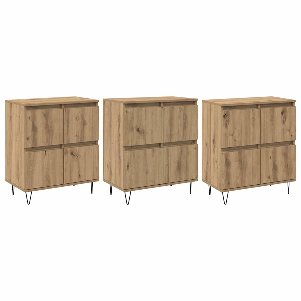 Sideboards 3 pcs Artisan oak 180 x 35 x 70 cm Engineered wood