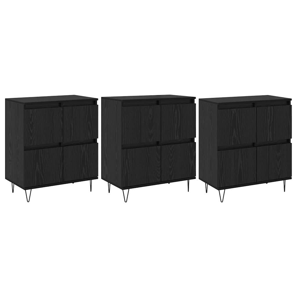 Sideboards 3 pcs Black oak 180 x 35 x 70 cm Engineered wood