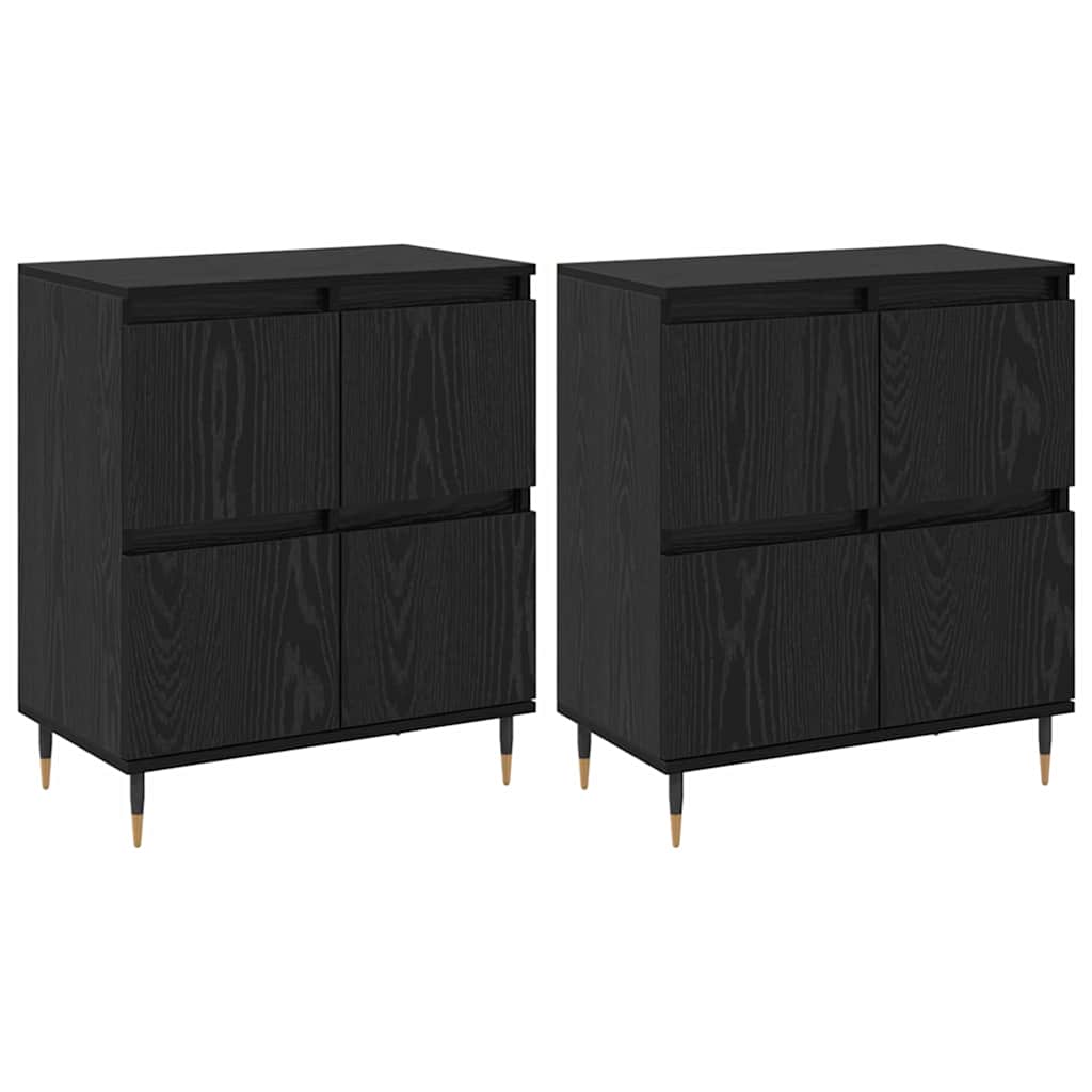 Sideboards 2 pcs Black oak 120 x 35 x 70 cm Engineered wood