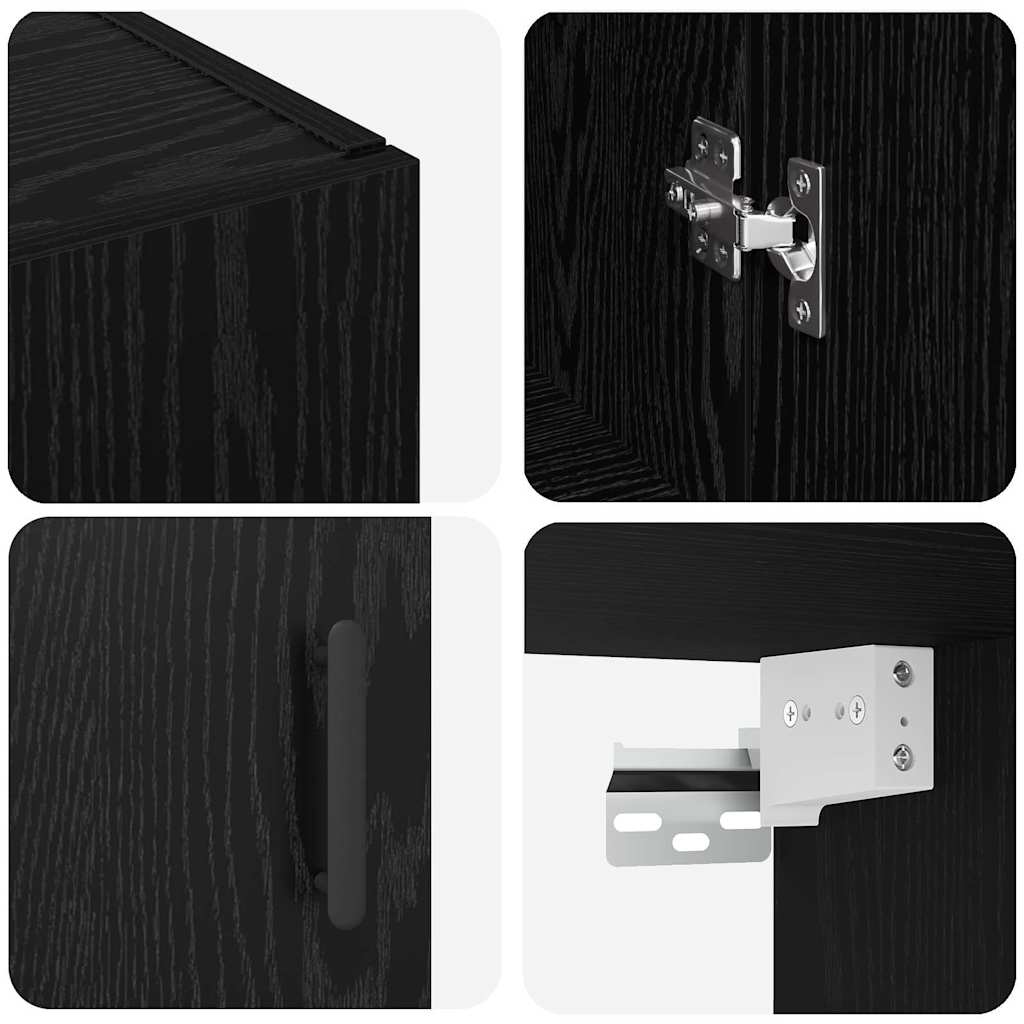 Wall Mounted Cabinets 2 pcs Black oak 69.5 x 34 x 90 cm