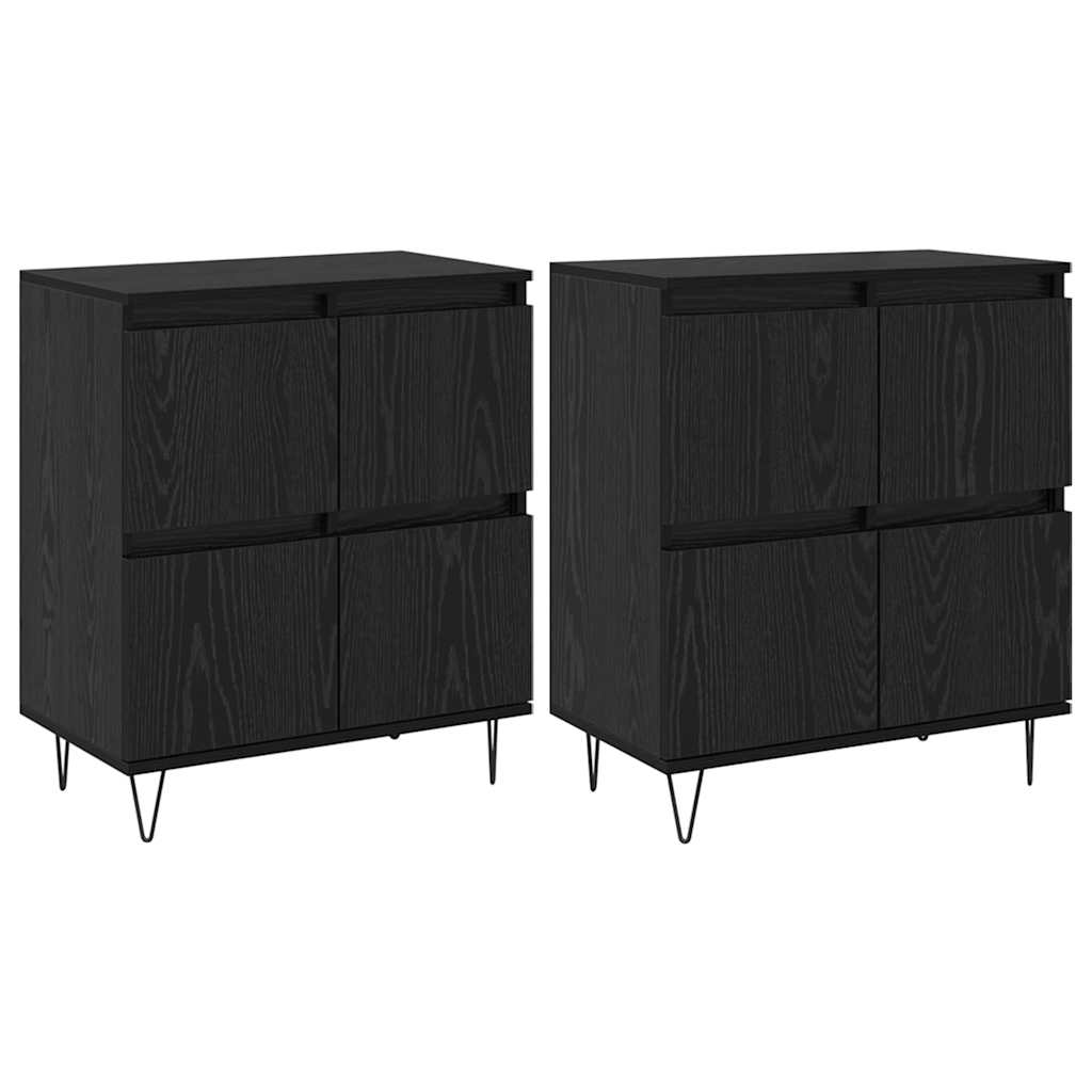 Sideboards 2 pcs Black oak 120 x 35 x 70 cm Engineered wood
