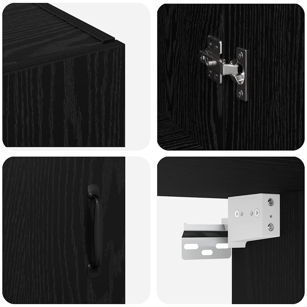 Wall Mounted Cabinets 2 pcs Black oak 69.5 x 34 x 90 cm