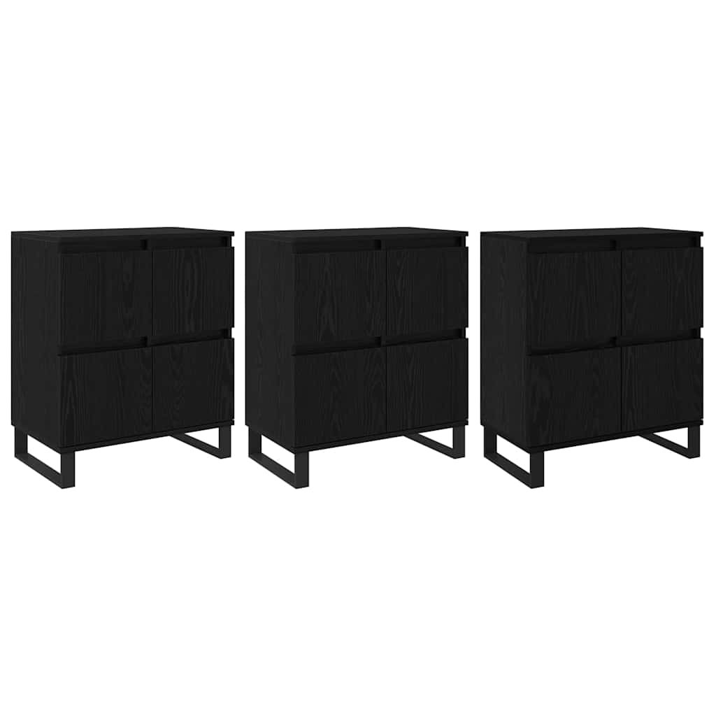 Sideboards 3 pcs Black oak 180 x 35 x 70 cm Engineered wood