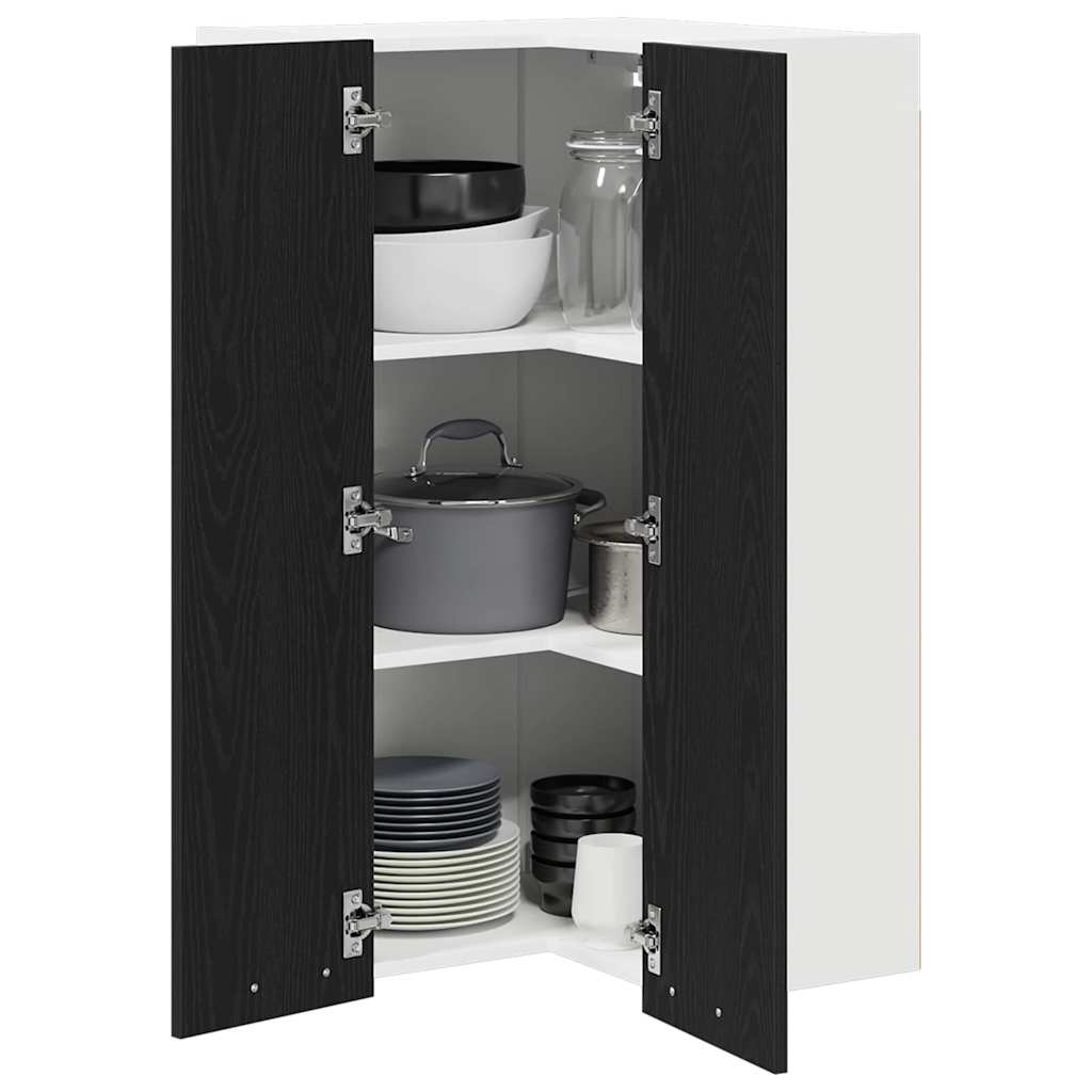 Hanging cabinet Riga Black Oak and White 57 x 57 x 100 cm