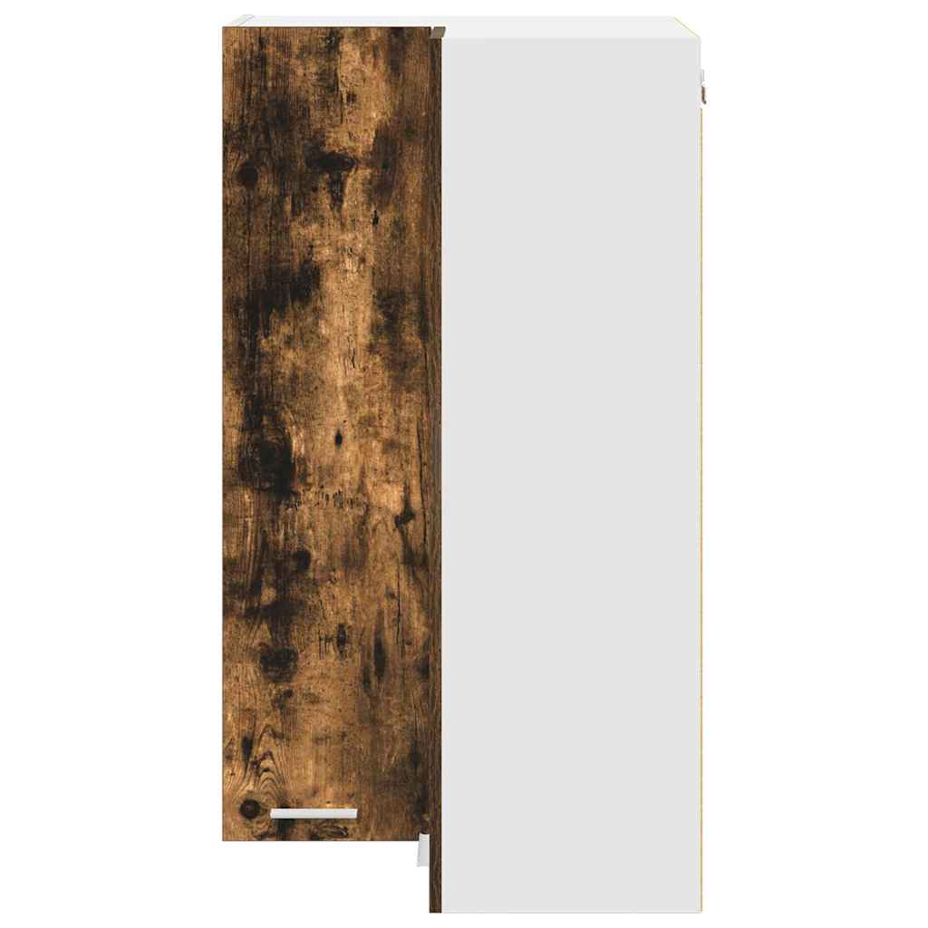Hanging cabinet Riga Smoked Oak and White 57 x 57 x 100 cm