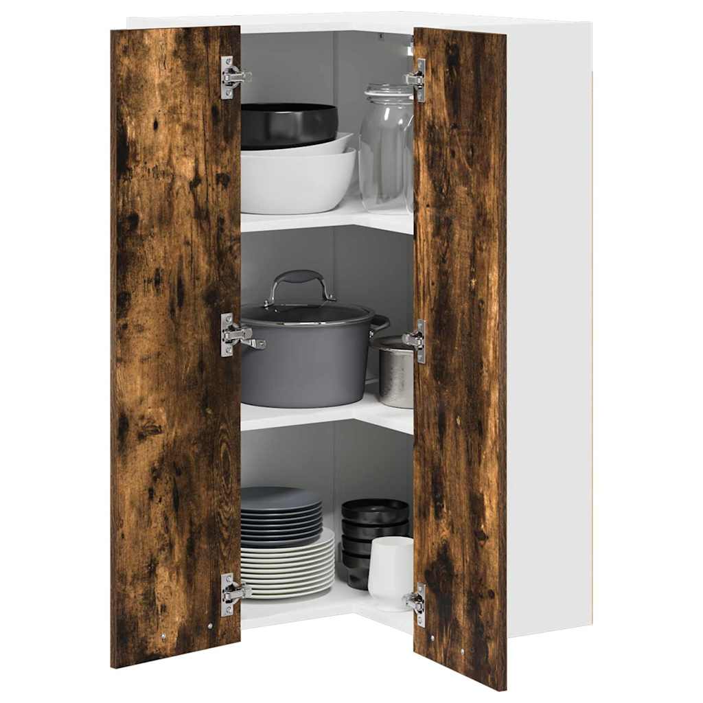 Hanging cabinet Riga Smoked Oak and White 57 x 57 x 100 cm