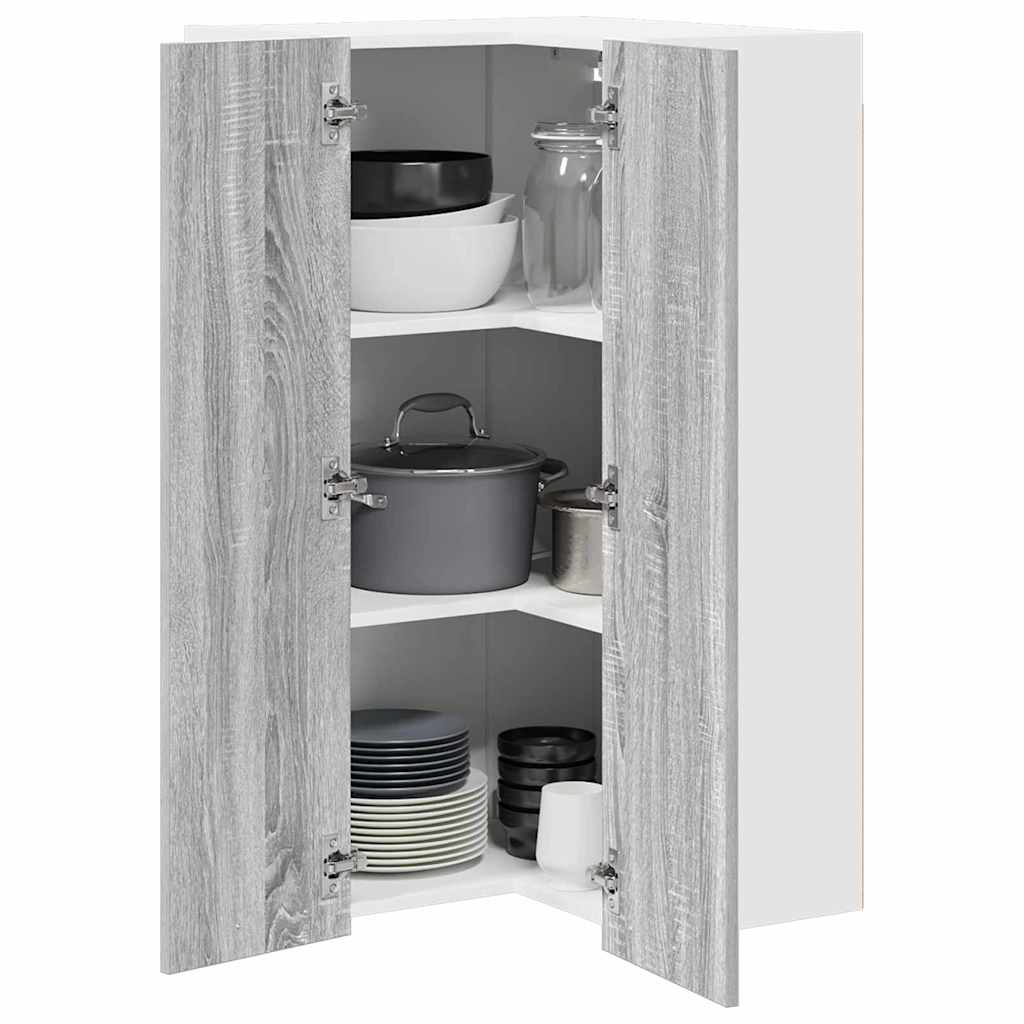 Hanging cabinet Riga Grey Sonoma and White 57 x 57 x 100 cm