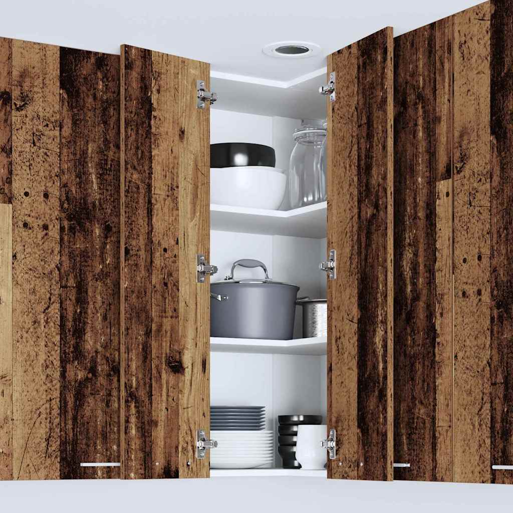Hanging cabinet Riga Old Wood and White 57 x 57 x 100 cm