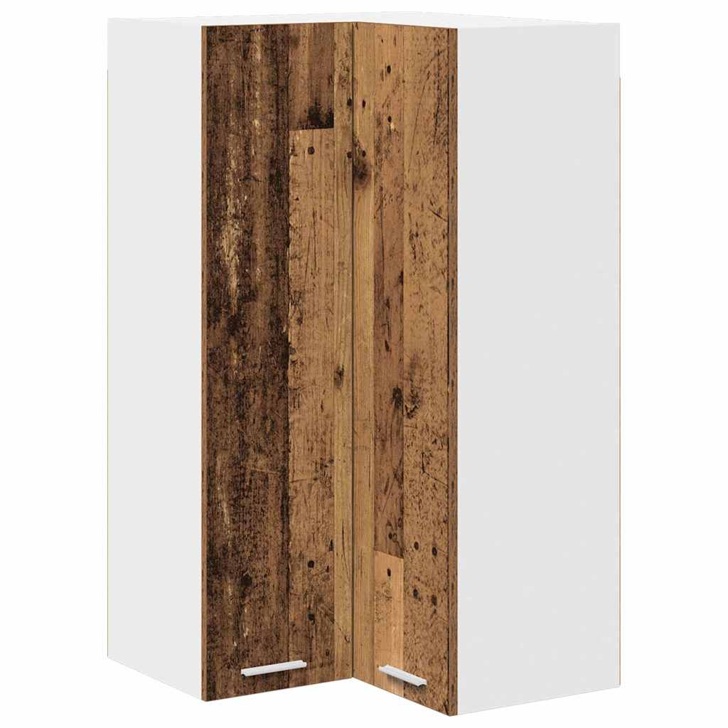 Hanging cabinet Riga Old Wood and White 57 x 57 x 100 cm