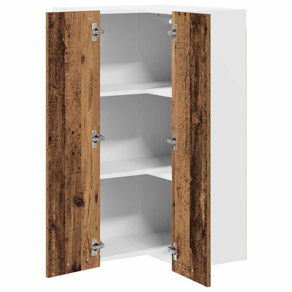 Hanging cabinet Riga Old Wood and White 57 x 57 x 100 cm