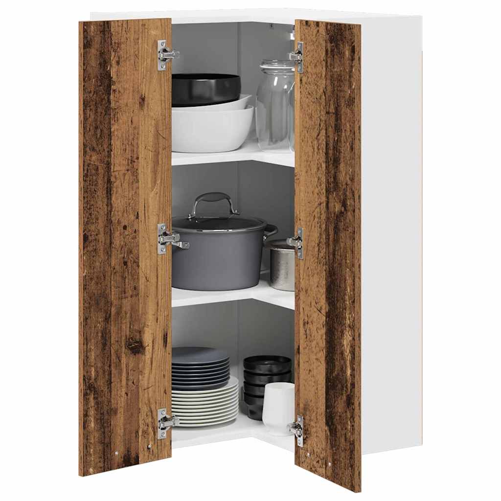 Hanging cabinet Riga Old Wood and White 57 x 57 x 100 cm