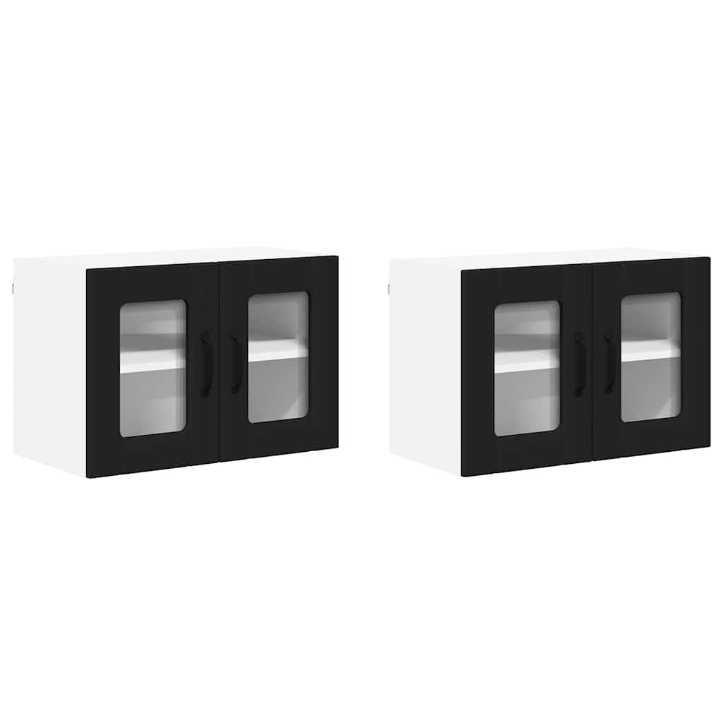 Kitchen Wall Cabinet with Shelf 2 pcs Black 60 x 31 x 40 cm