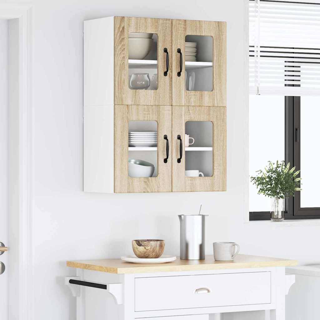 Kitchen Wall Cabinet with Door 2 pcs Sonoma Oak 60 x 31 x 40 cm