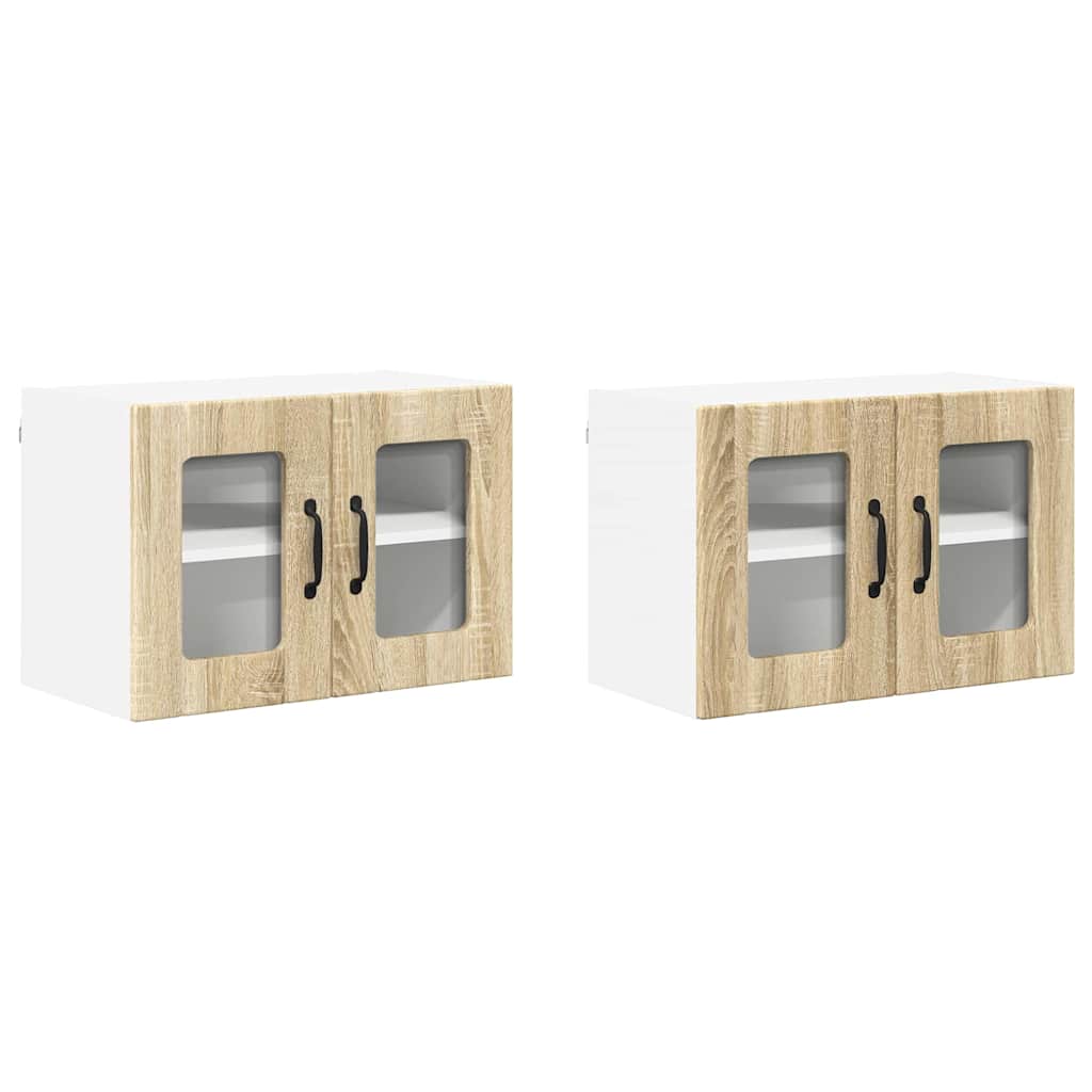 Kitchen Wall Cabinet with Door 2 pcs Sonoma Oak 60 x 31 x 40 cm