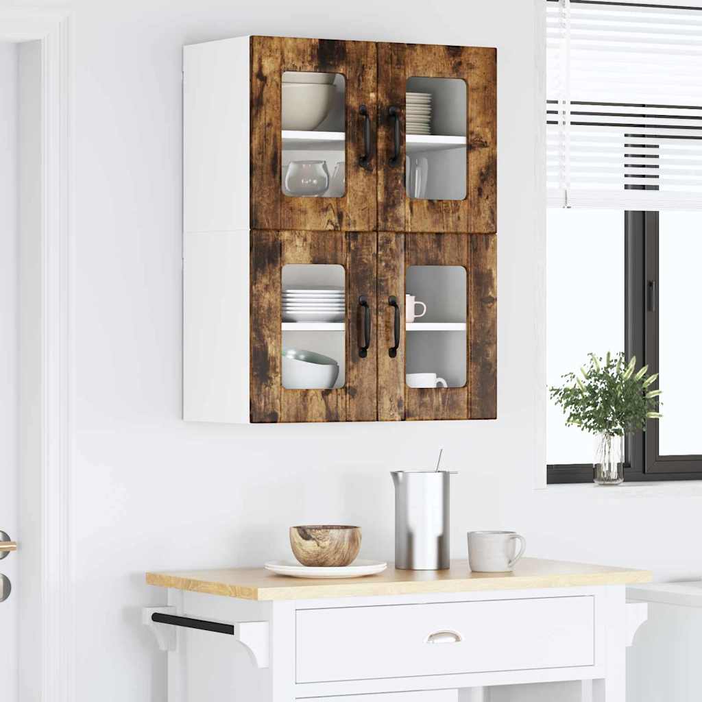 Kitchen Wall Cabinet with Door 2 pcs Smoked Oak 60 x 31 x 40 cm