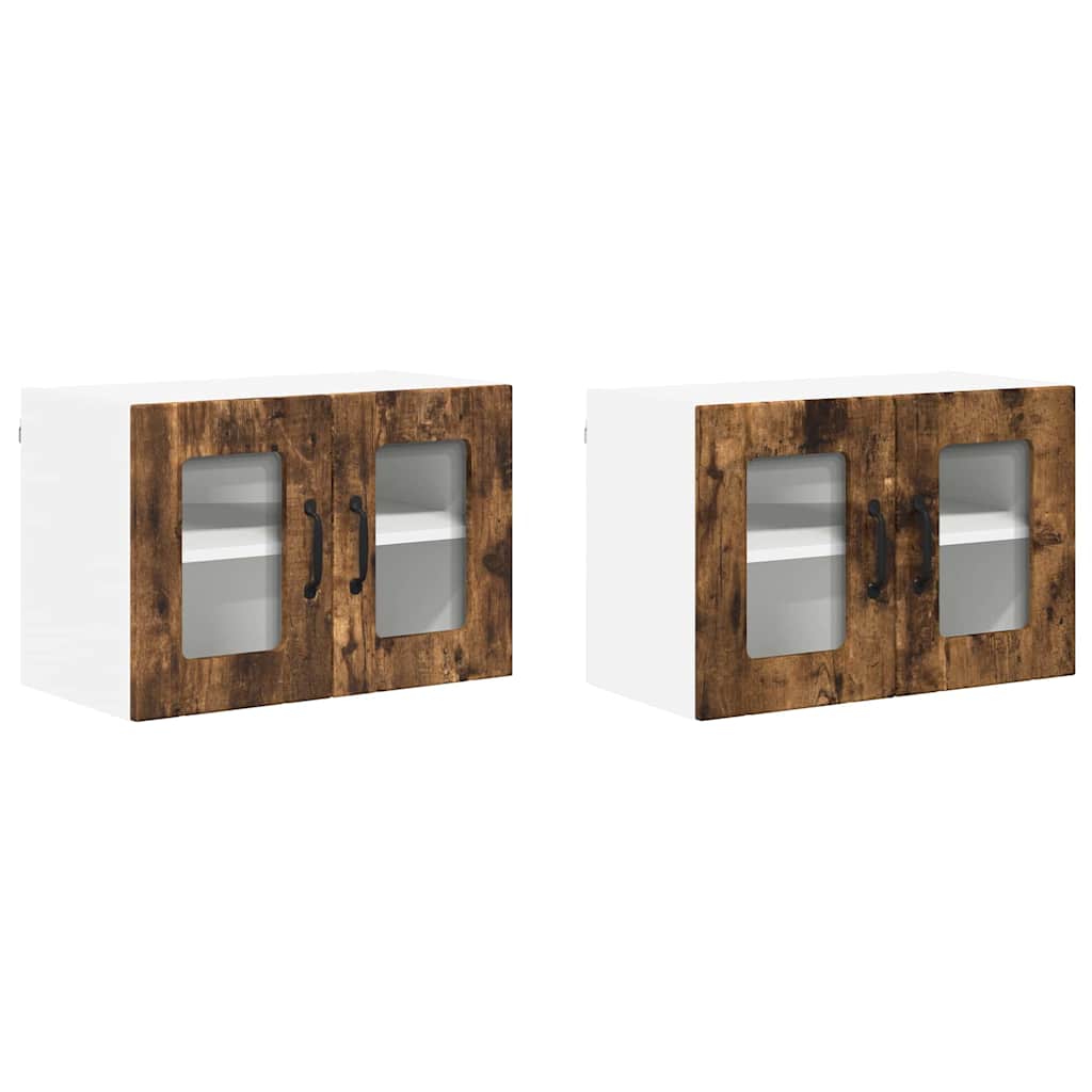 Kitchen Wall Cabinet with Door 2 pcs Smoked Oak 60 x 31 x 40 cm