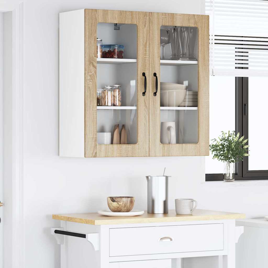 Kitchen Wall Cabinet with Door 2 pcs Sonoma Oak 40 x 31 x 80 cm
